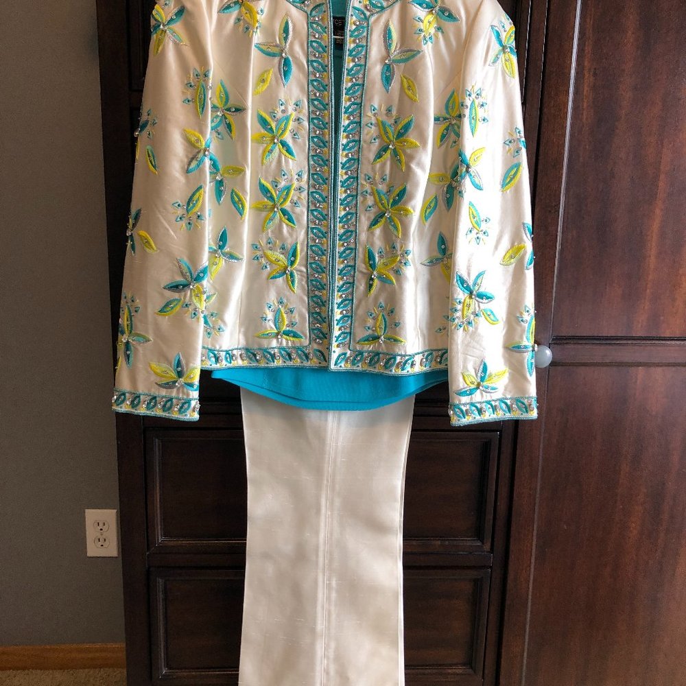 ETC. Cream Embroidered Silk Suit